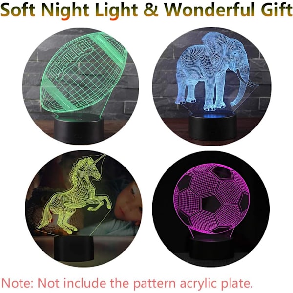 8,5*3,8cm, 3D LED Nattlampa Bas, Set med 4 3D LED Nattlampor