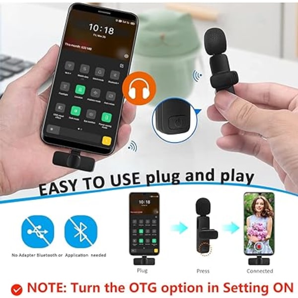 Profesjonell trådløs klippmikrofon for Android-datamaskin -
