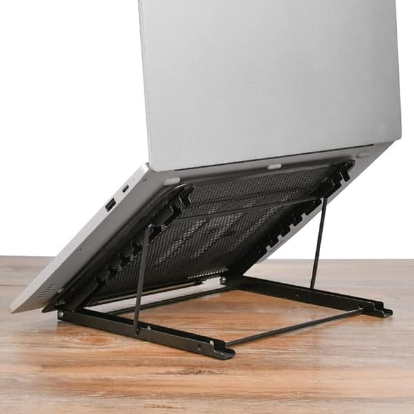 1 x Justerbar Sort Ventileret Laptop Stativ, Vipbar Sort