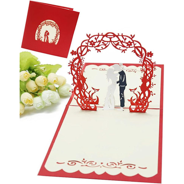1 stk 3D Romantisk Kort, 3D Pop-up Romantisk Gavekort, 3D