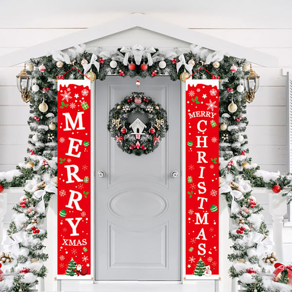 1 Pak Merry Christmas Banner Skilt - Julepynt til Dør