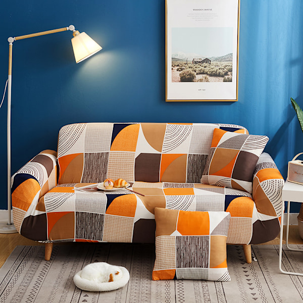 2-seters sofatrekk 140-180cm Moderne armlene sofatrekk Universelt elastisk sofatrekk Sofabeskyttelsestrekk oransje