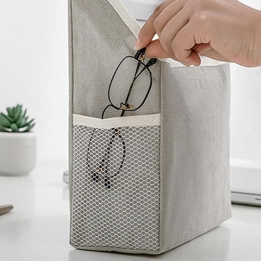 1 stycke väggorganisatör, bomullslinnehängande väska, sovrum