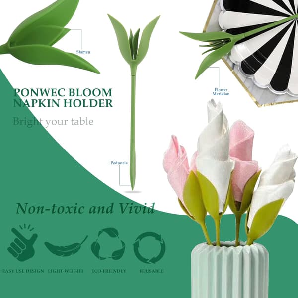 Sæt med 12 Bloom serviettholdere og Serviette serviettholdere