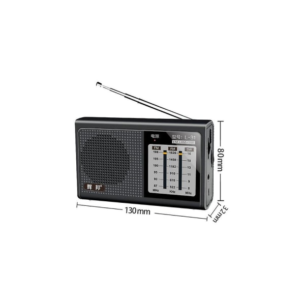 L - 31 Radio Full Band Bærbar Gammel - Alder Fm Kringkasting Halvleder Vintage Walkman Svart