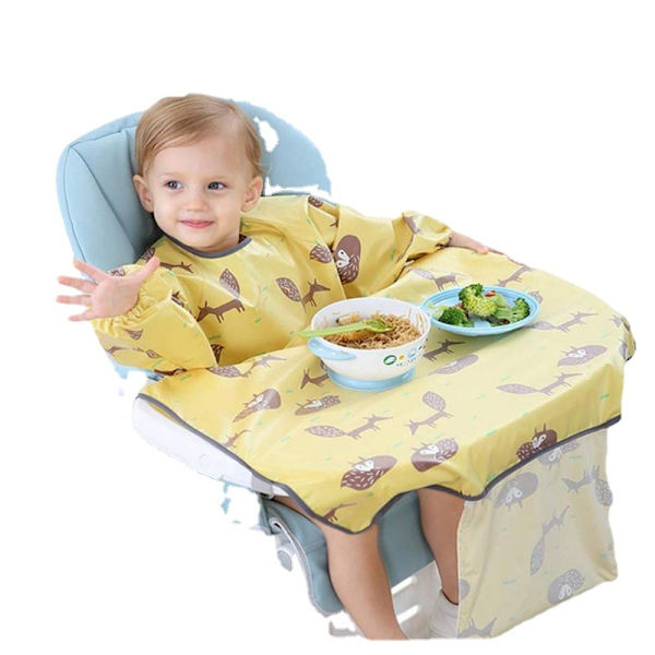 Babyspiskeforklæder - Langærmet babyspiskeforklæde, vandtæt
