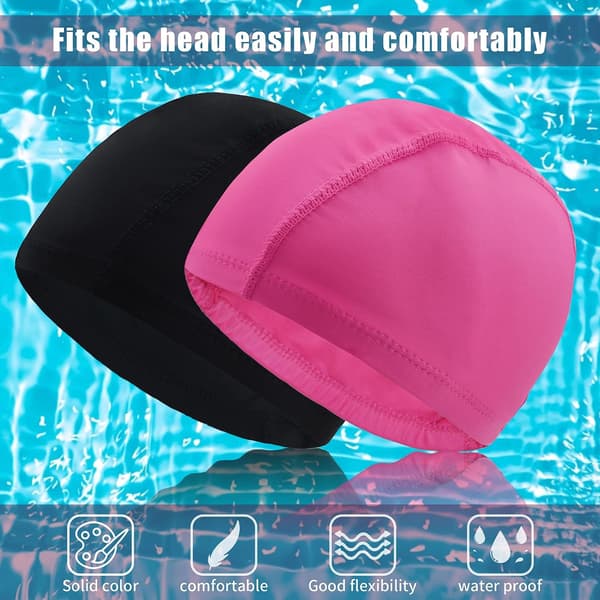 2-pack Badmössa för Vuxna, Mjuk Polyester, Simning