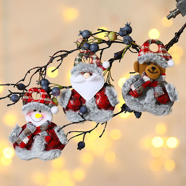 4 små julepynt i stoff, juletrærpynt