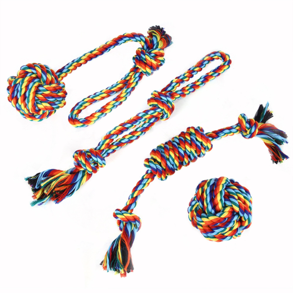 Dog Rope Toys, 4 Pack Pet Puppy Chew Toys Interactive Ball Rope