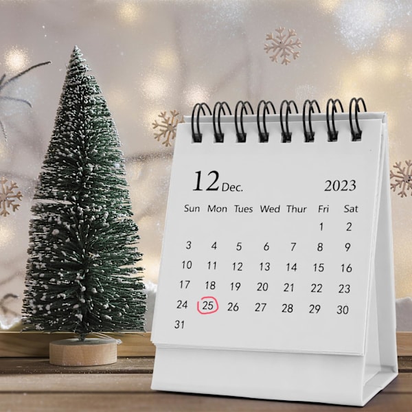 1 vit mini skrivbords kalender