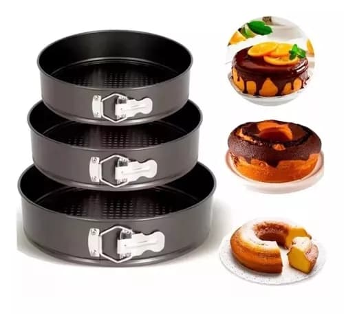 Set med 3 avtakbare bakeformer for kaker
