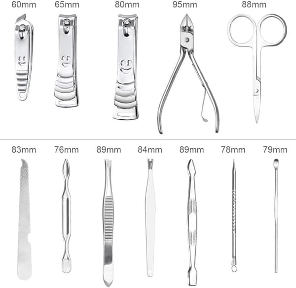 12 i 1 sæt af Negleklippere Kit Manicure Pedicure Rustfrit