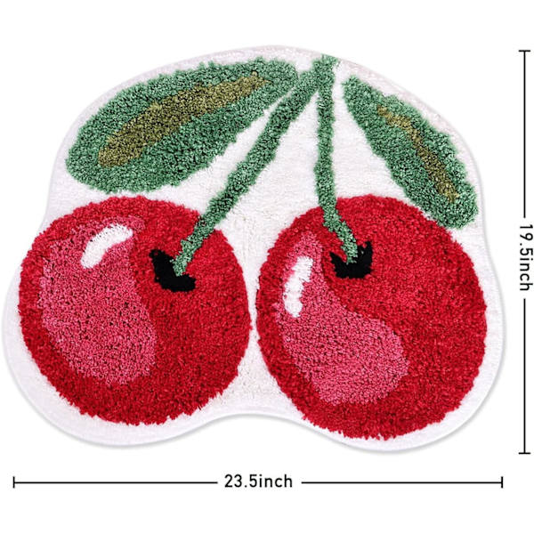Cherry søt badematte for baderom, luksuriøse funky baderom matter sklisikre søte fruktformede absorberende badekar kule tepper baderom badekar plysj dusjmatter vaskbare