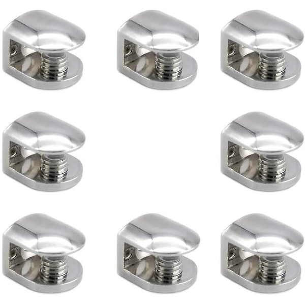 8 st glasklämmor klämma fäste zinklegering justerbar fästen hållare för 8-10 mm tjocka glashyllor