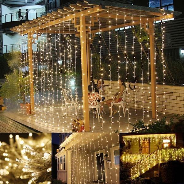Ljusslingor för utomhus 33ft 100 LED med minnesfunktion, utdragbara julbelysningsdekorationer