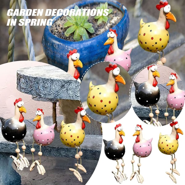 Garden Chicken Decoration,Tianher 3 Pcs Funny Chicken Resin