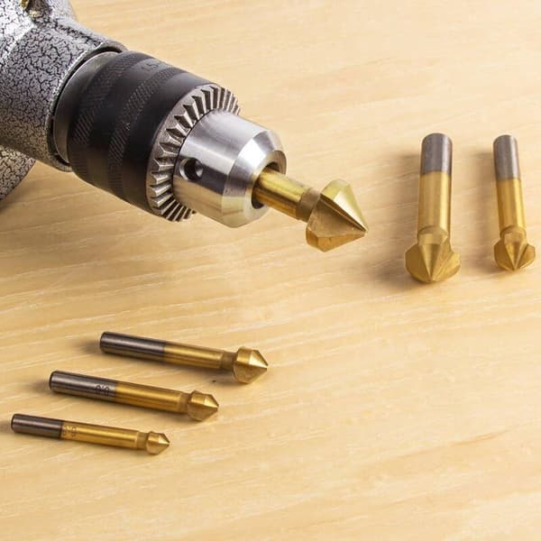 6 stk valnøtt senk Countersink 90° avfasing HSS 6,3 mm 8,3 mm 1