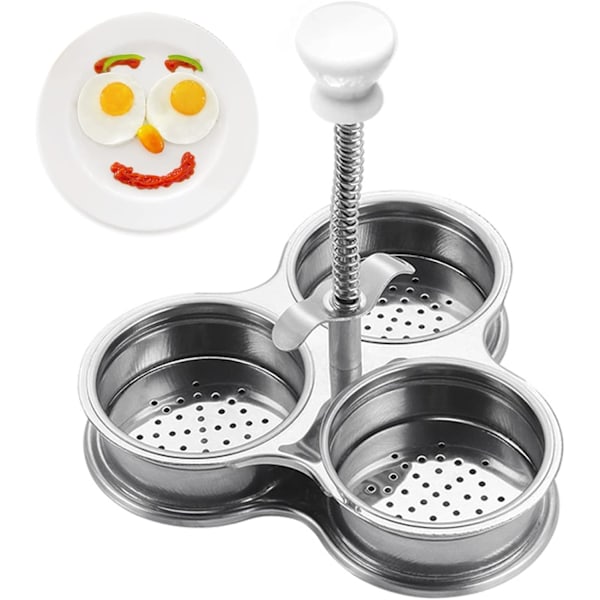 Äggkokare i rostfritt stål, äggkokare, äggkoppar, äggkokare med 3