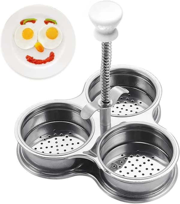 Egg Poacher i rustfritt stål, eggkoker, eggtopper, eggkopper, eggkoker med 3