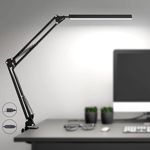 LED Skrivebordslampe - Sort Kraftfuld LED Skrivebordslampe med Klips - Øjenbeskyttelse