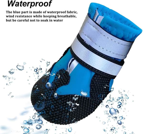 2 stk. Hundeboots, Vanntett Hundesko med Refleksstropper,