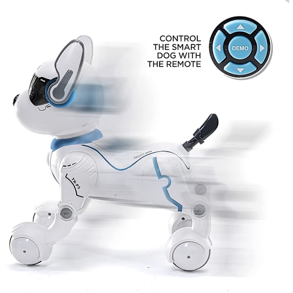 Fjärrstyrd robot-hund med touchfunktion och röststyrning, RC-hundrobotleksaker för barn 3, 4, 5, 6, 7, 8, 9, 10 år och uppåt, smart och dansande robot