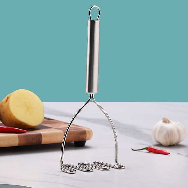 1 stk. Robust Kartoffelmoser i Rustfrit Stål, Fast Greb,