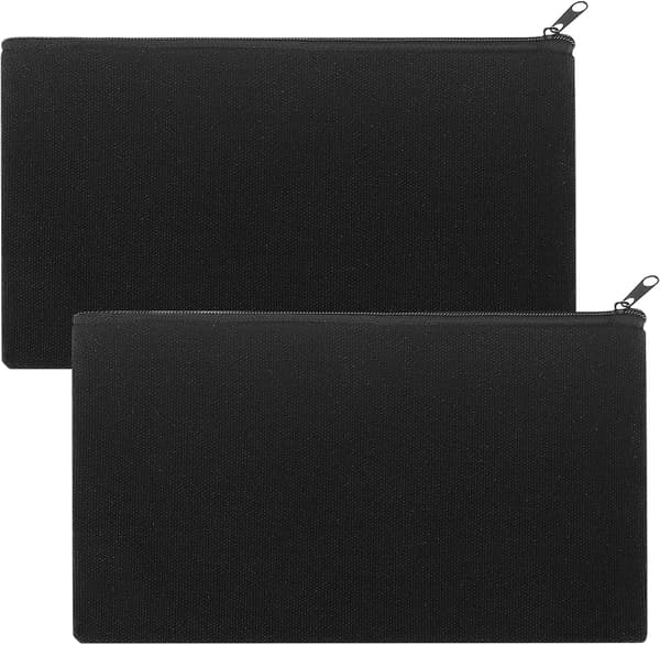 1 stk. (sort) Canvas Makeup Taske, Rejsetaske, DIY Blankt