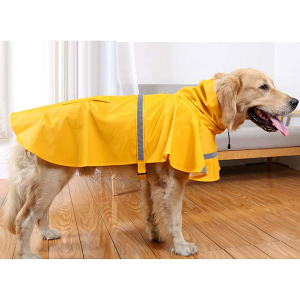Regnjakker til store hunde med reflekterende stribet hætte, regn