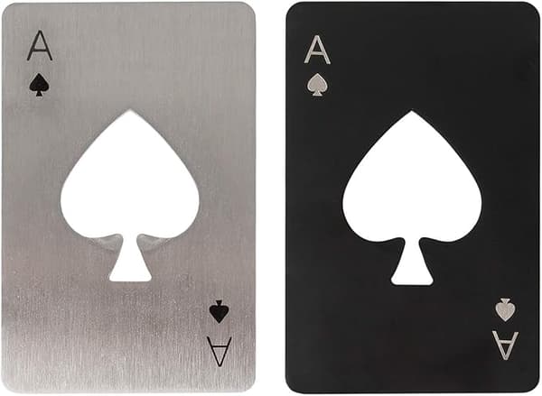2 kpl Pokeri Pullonavaajia (Musta ja Hopea), Ruostumaton