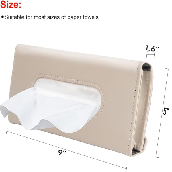Tissueholder i lær, Premium bil-tissueboks for bil (Beige)