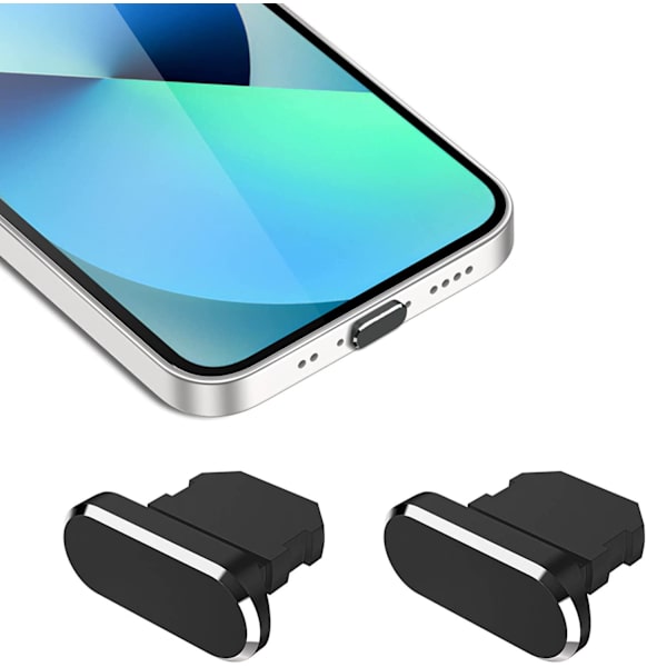 Sæt med sorte støvpropper, velegnet til Apple-telefoner, metalstøv