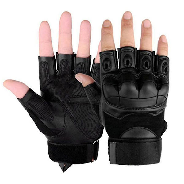 Blå Unisex Udendørs Sports Åndbar Finger Taktiske Handsker Sort L