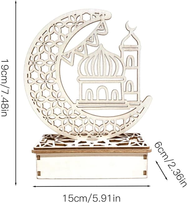 1 stk Trepynt Eid Mubarak Ramadan Dekorasjoner Tre