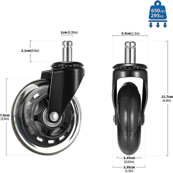 Kontorstolhjul 5 stk, 10x22mm svingbare hjul til IKEA-stoler, 360° lydløs rulling, slitesterk, ripebeskyttelse