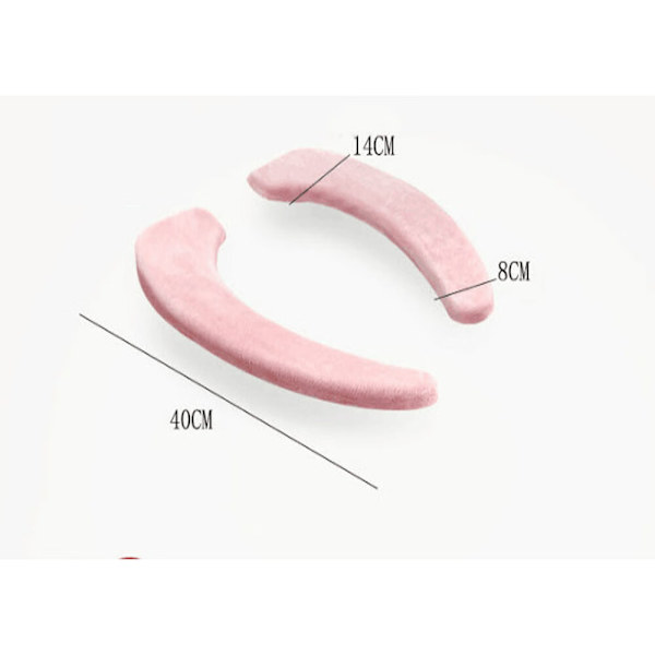 Et rosa todelt opvarmet toiletsæde, en 40 cm × 14 cm × 8 cm memory
