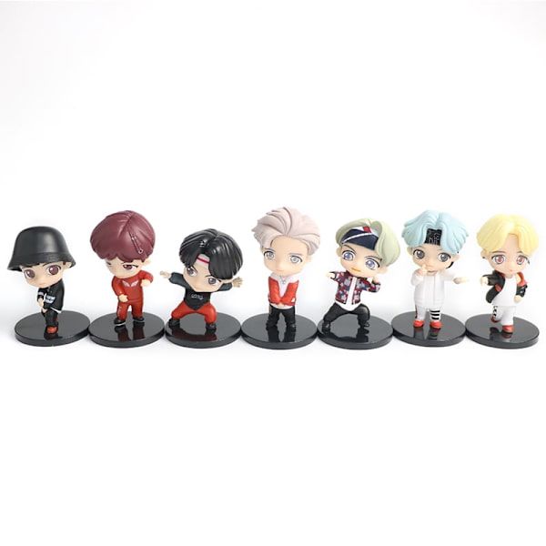7 st/set BTS TinyTAN Mini Figur Bangtan Boys Grupper BTS Anime Figur Leksak TOP Grupp A.R.M.Y Present Idol Dock PVC Modell Prydnad Kpop Merchandise