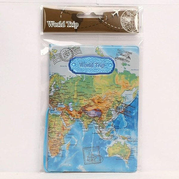 3D-världskarta passhållare (blå), case, ID