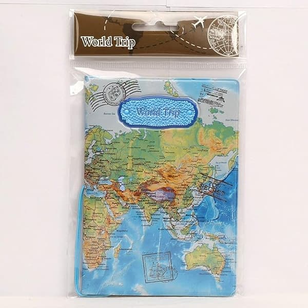 3D Verdenskort Pas Holder (Brun), Mode Pas Etui, ID
