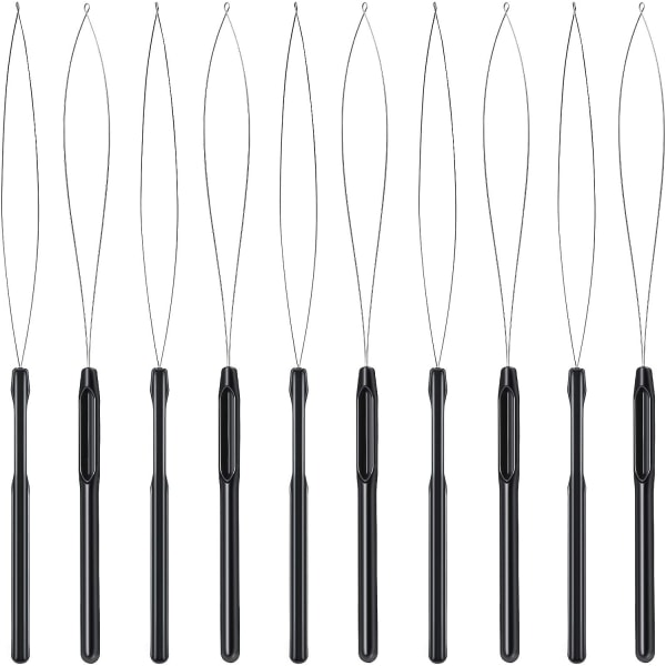 10 Pakker Hårforlengelse Loop Tråd Trekk Haken Verktøy og Perle