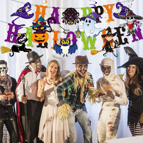 Halloween-juhlatyylikitti - Pyörivät riippuva Happy Halloween -koristeet
