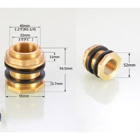 2 Samlinger Inkluderet - 1'' tommer indvendigt gevind - Universal passage