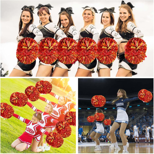 2 stk. Jente Metalliske Pompoms, Cheerleading Jente Blomst