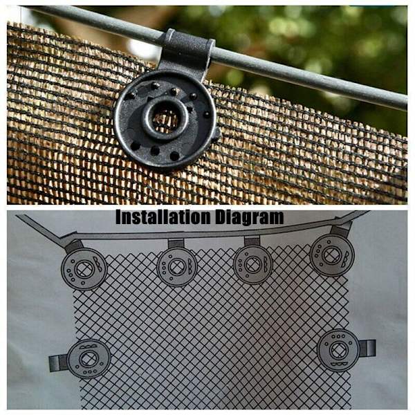 50 stycken Skuggduk Tunga Lock Grip avtagbar rund skugga