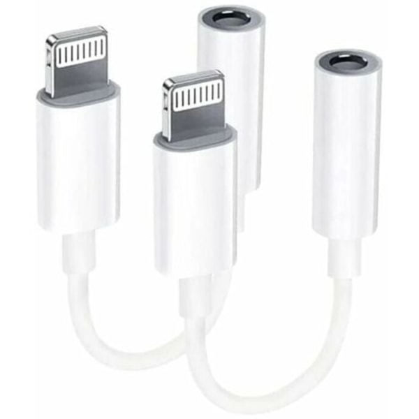 【2-pack】Lightning till 3,5 mm-uttag Adapter MFI-certifiering Hörlursadapter för iPhone AUX-ljudkabel Splitter Kompatibel med iPhone 13/12/11/XS/XS Max/XR/ för alla iOS-system