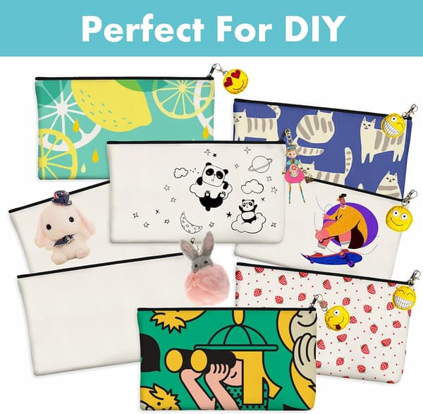8-pack Canvas Pennafodral, DIY Blixtlåspåsar, Kontorsmaterial