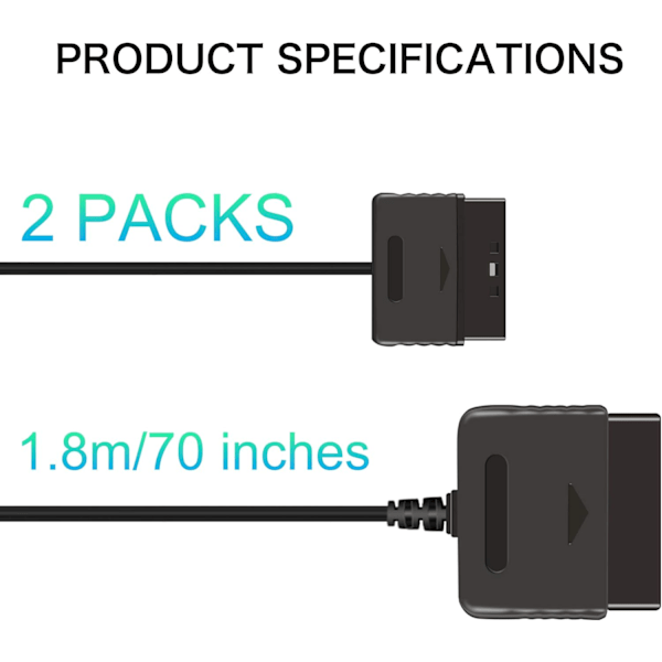 2-pack 1,8 m Förlängningskabel för PS2-handkontroll