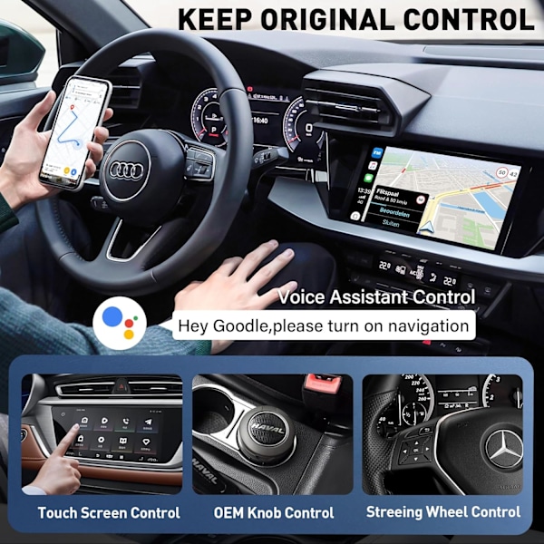 Trådlös Android Auto-adapter för bilar med fabriksmonterad trådbunden Android Auto