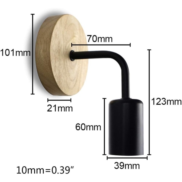 1 st svart modern minimalistisk vägglampa i järn (utan glödlampa)