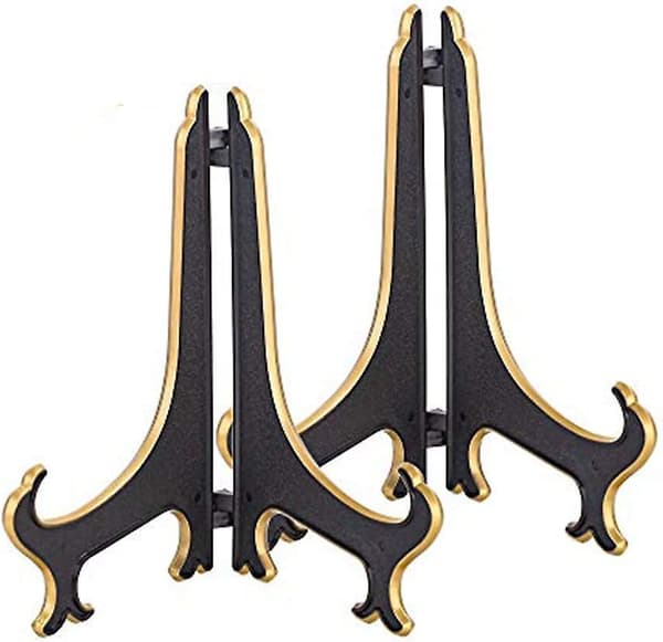 8\" Trimplatestativ Plast Bild Staffli Displayram Bildram Svart Guld - 2 Pack